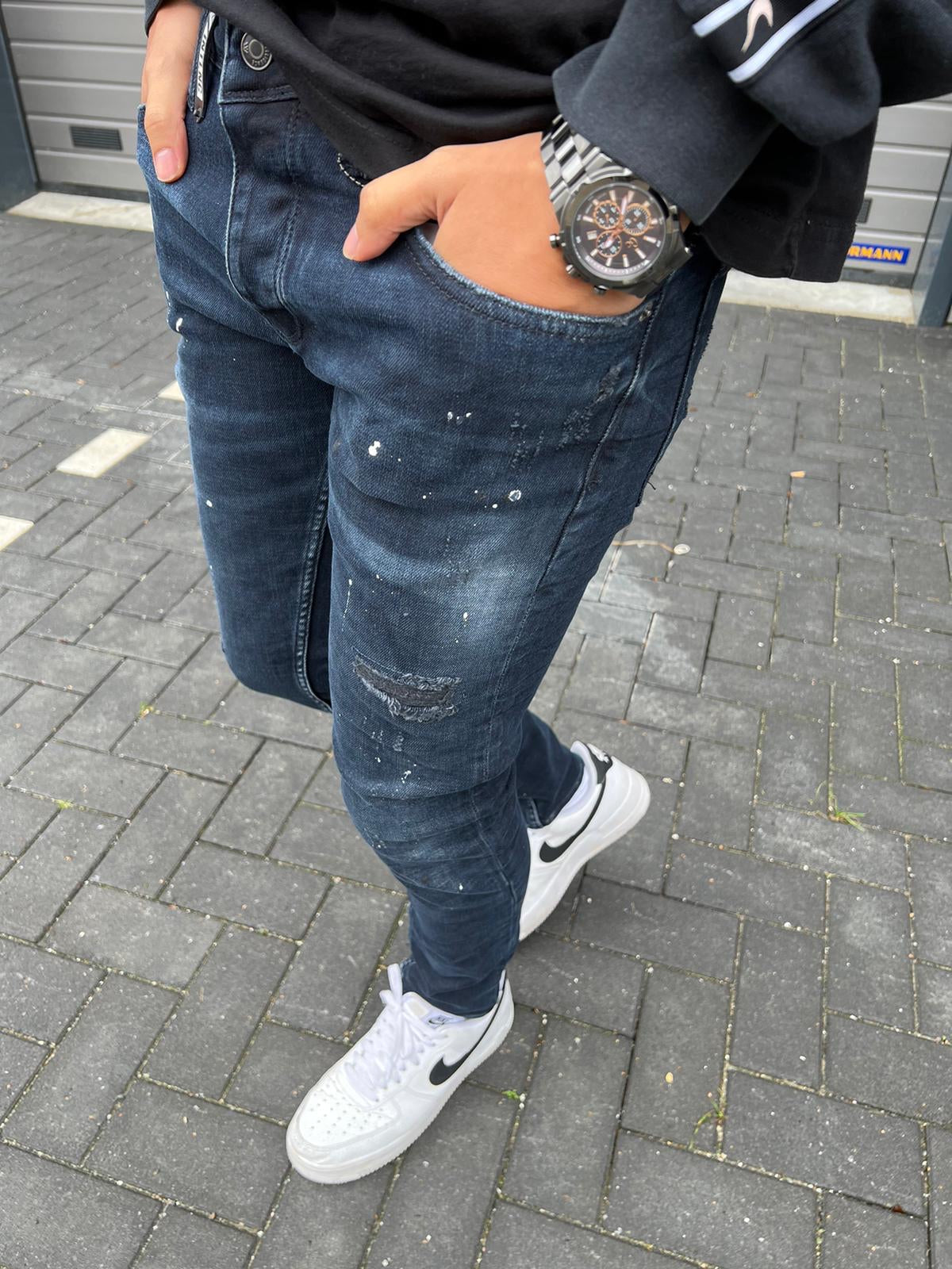 Slimfit jeans heren Intelligence blauw 3126 painted