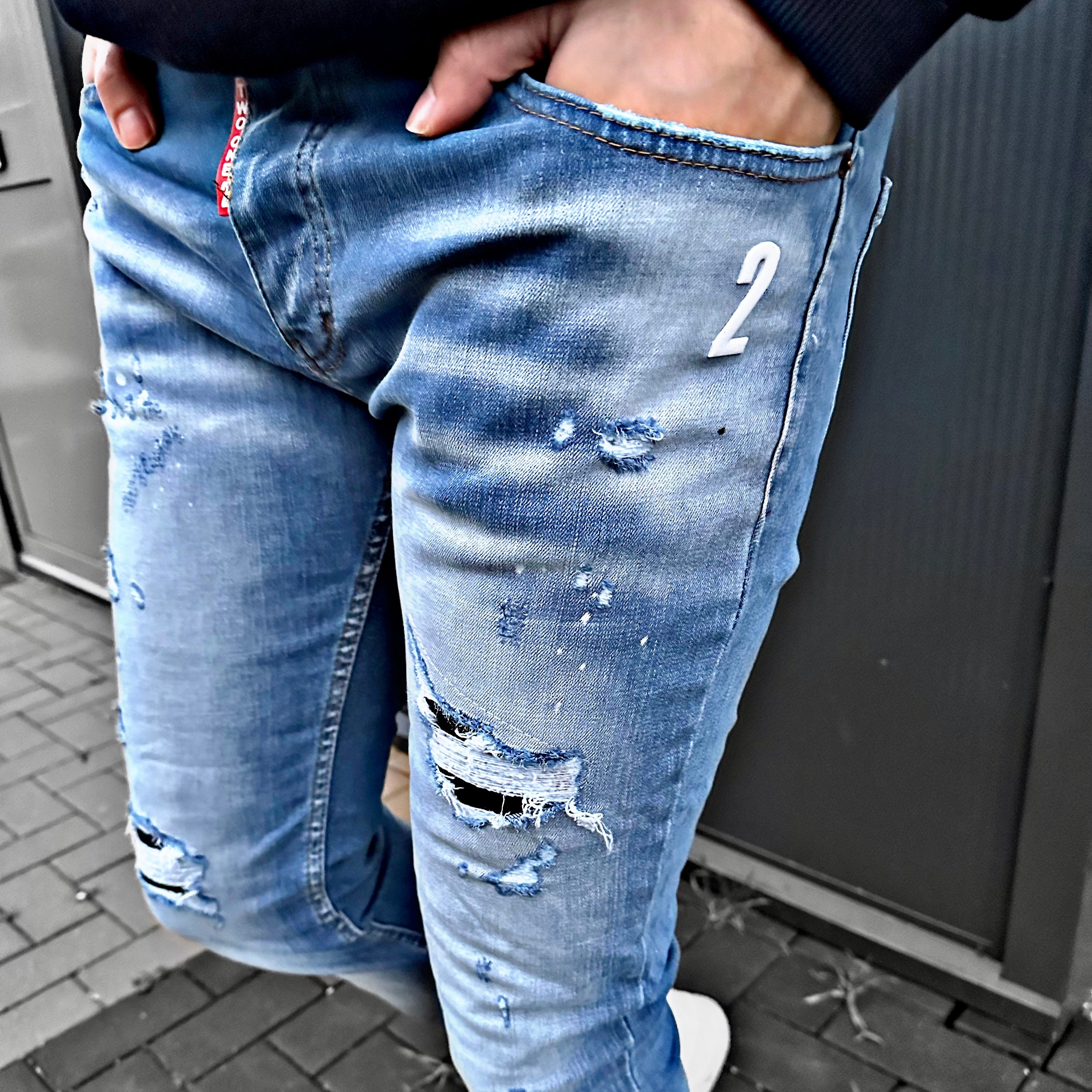 Skinny jeans heren Two one 2 licht blauw k823