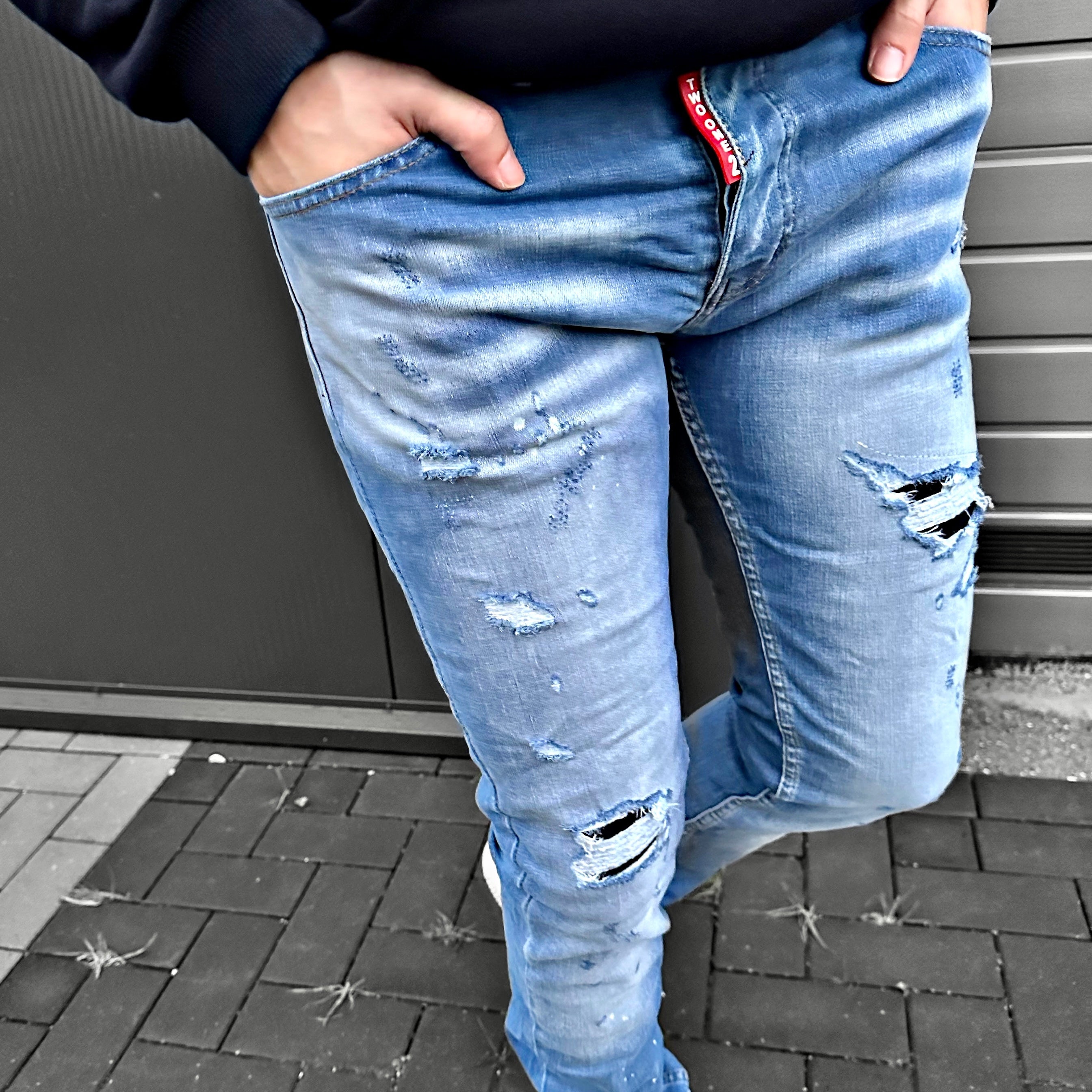 Skinny jeans heren Two one 2 licht blauw k823