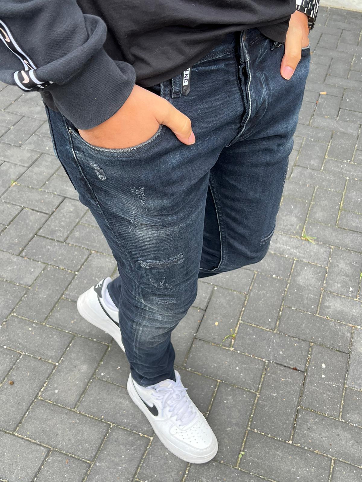 Slimfit jeans heren Intelligence donker blauw