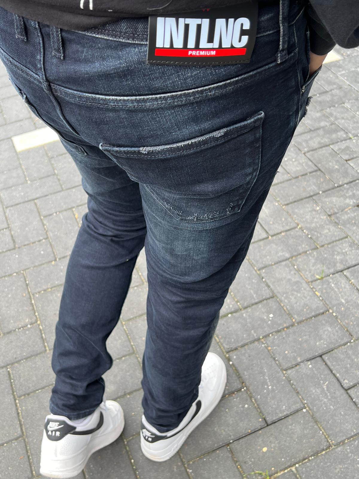 Slimfit jeans heren Intelligence donker blauw