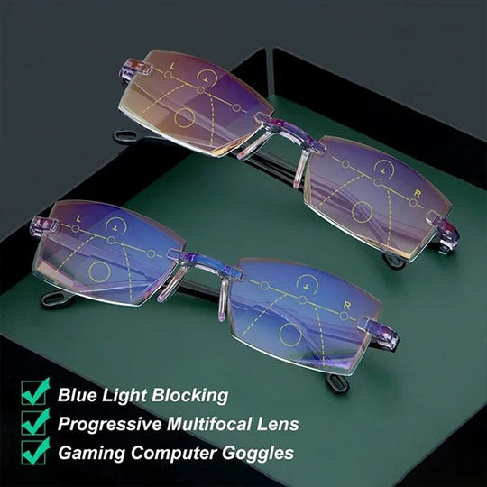 🎁Saffier hoge hardheid anti blauw licht intelligente dual focus leesbril